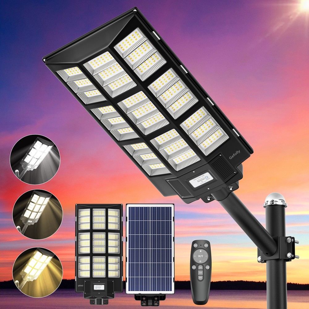 Gefolly Commercial Solar Street Light outdoor Dusk to Dawn Lamp For Parking Lot