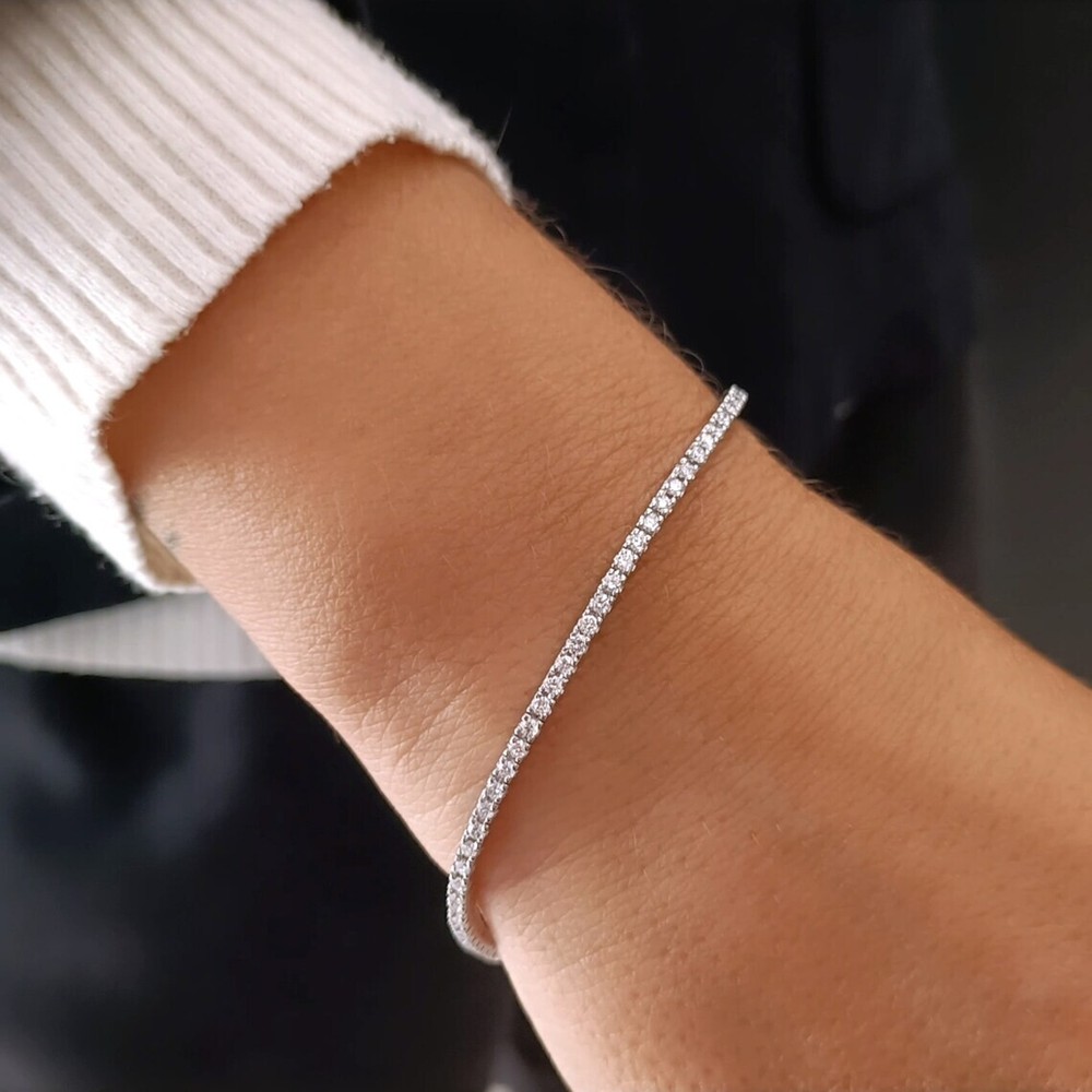 3Ct Round Lab Created Moissanite Tennis Bracelet for Women's 14K White Gold Over