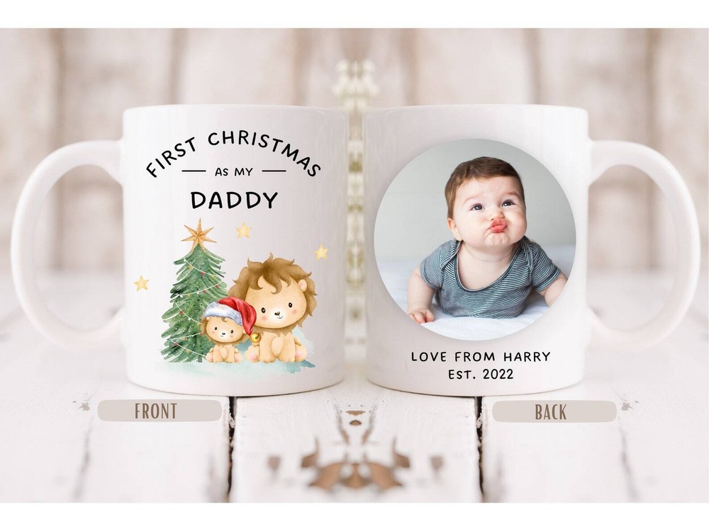 New Dad First Christmas Mug 2022 Photo Cup Gift for Daddy  
