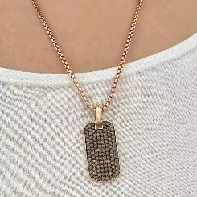 2Ct Round Brown Simulated Diamond Pendant in 14K Rose Gold  