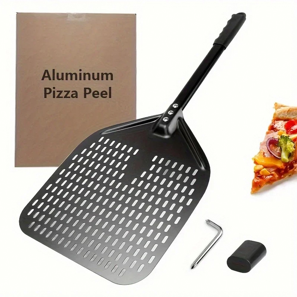 Perforated Rectangular Pizza Peel, 12 x 14 in, Aluminum Pizza Paddle