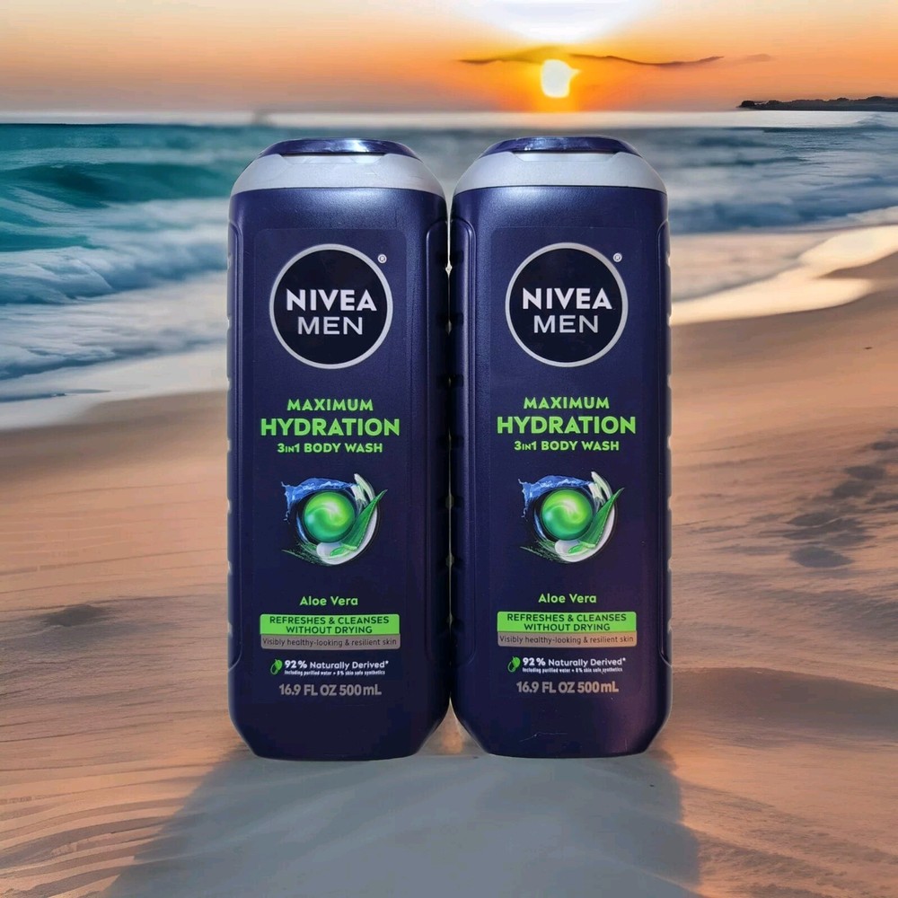 NIVEA Maximum Hydration 3-in-1 Aloe Vera Body Wash 2-Pack