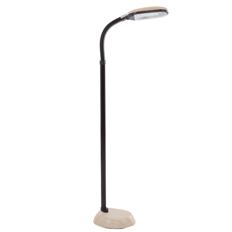 62-inch Natural Sunlight Floor Lamp with Bendable Neck, Light Woodgrain
