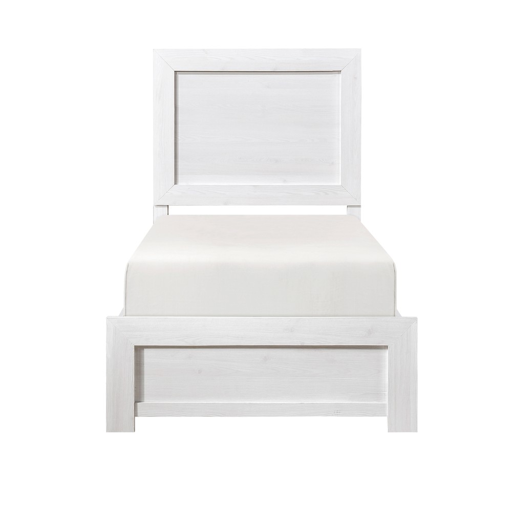 White Twin Size Wood Panel Bed - Bed in a Box Furniture
