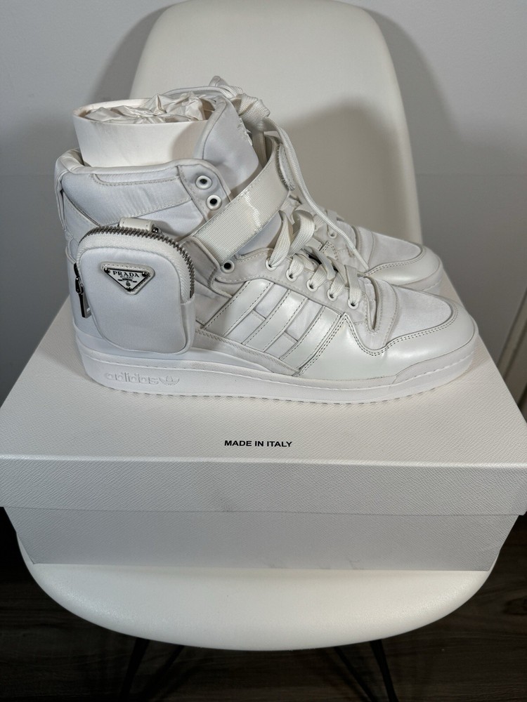 Prada For Adidas Forum White High Top Sneakers US 10.5