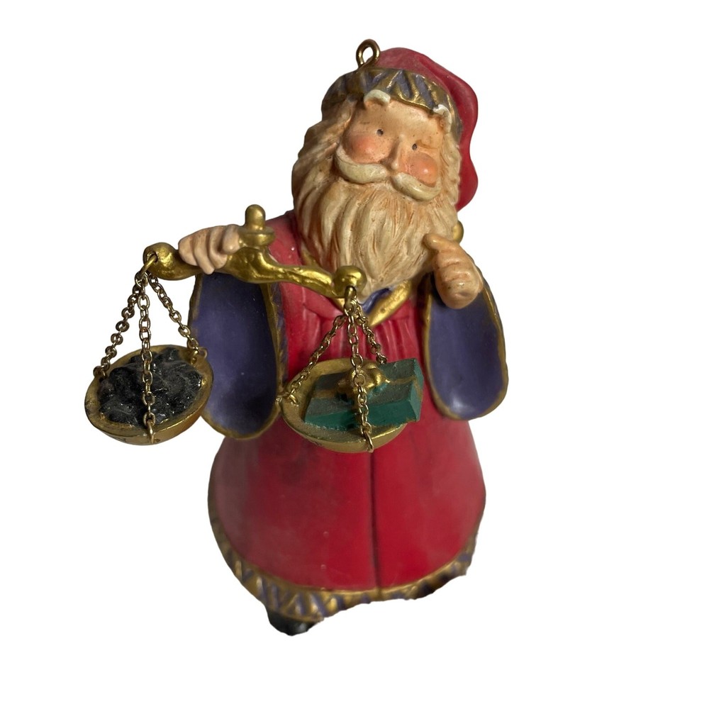HALLMARK 2003 Red Christmas Holiday Weighted Decoration Trinket Santa Coal Gift