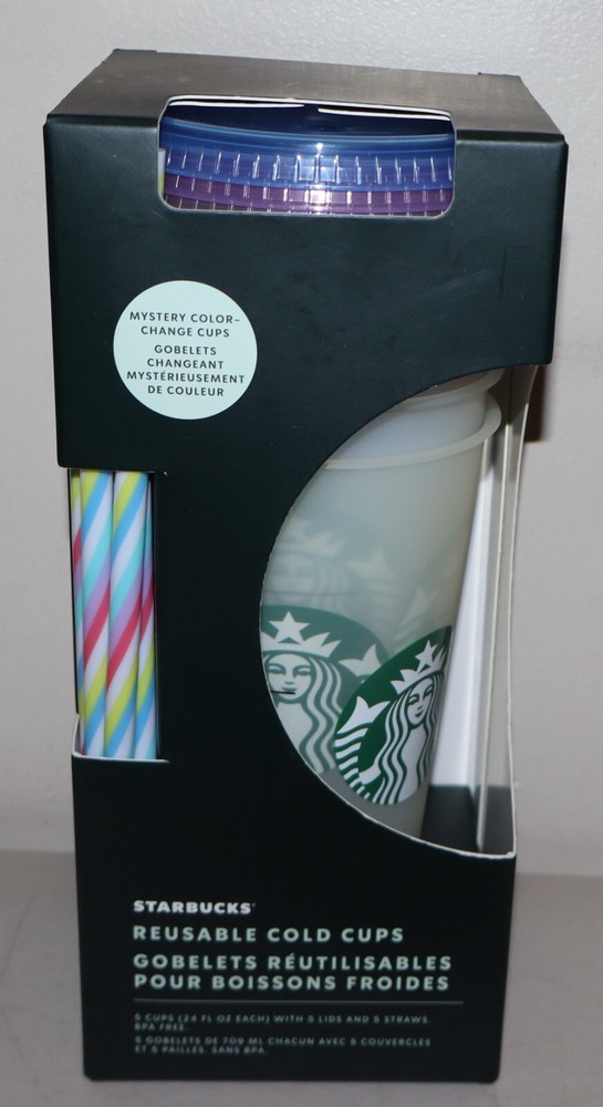 Starbucks Reusable Cold Cups Set of 5 - 24 Fl oz Multi Color - NEW