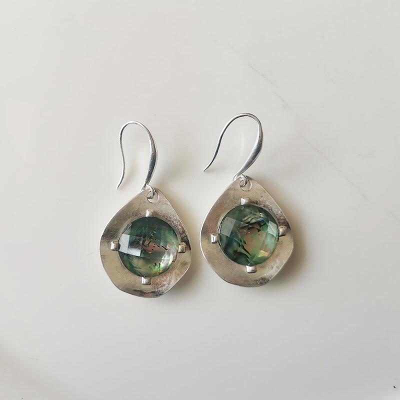 Robert Lee Morris Abalone Teardrop Earrings Vintage Jewelry Gift for Women