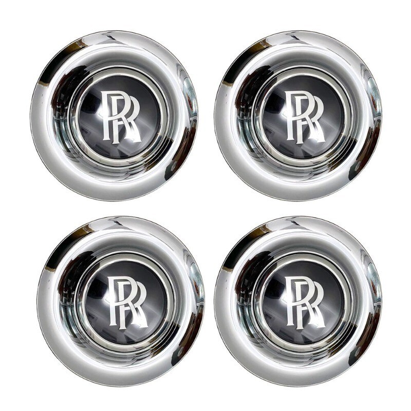 Chrome Rolls-Royce Ghost Wraith Dawn 4-Piece Center Hub Cover Set