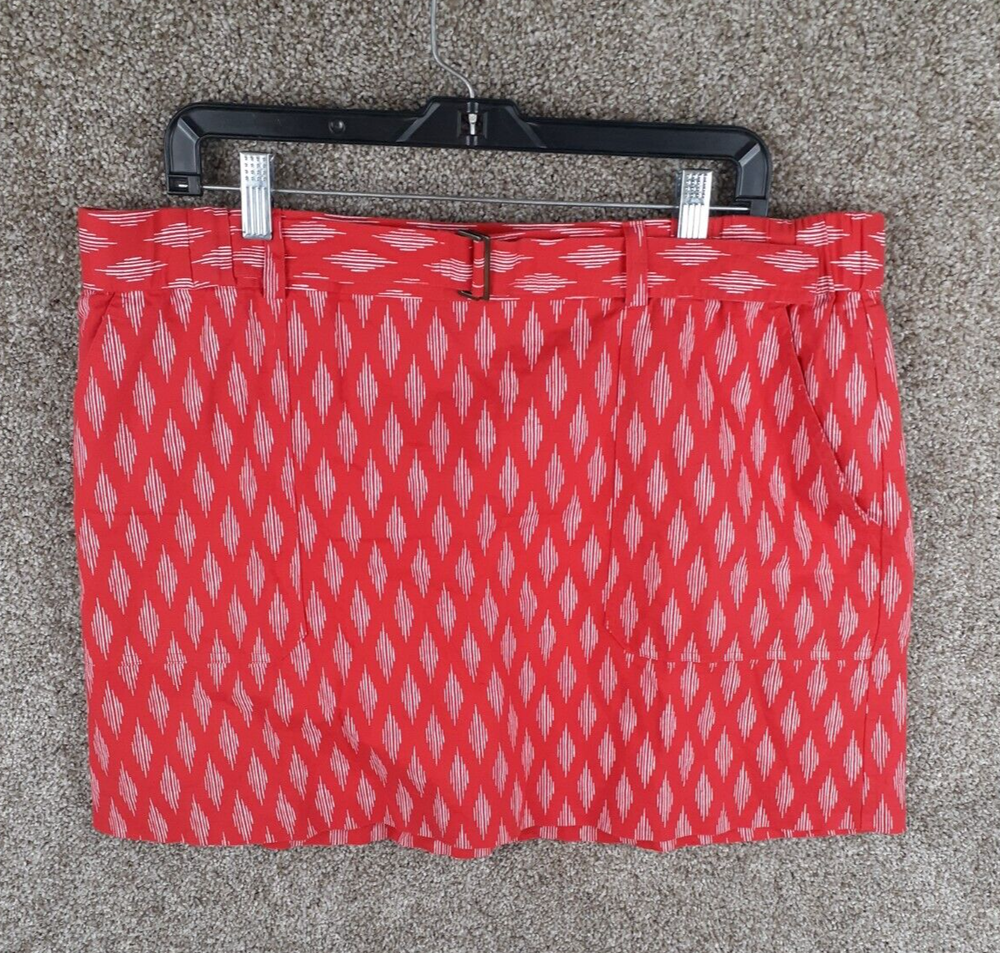 Banana Republic Women’s XL Red Mini Skirt with Belt and Pockets in Linen Blend