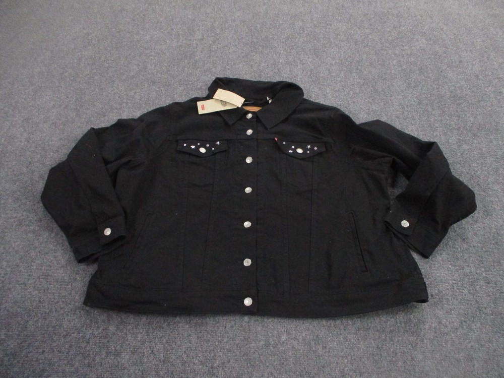 Levi Jacket Adult 3X Black Denim Jean Trucker Outdoors Star Workwear Womens NEW