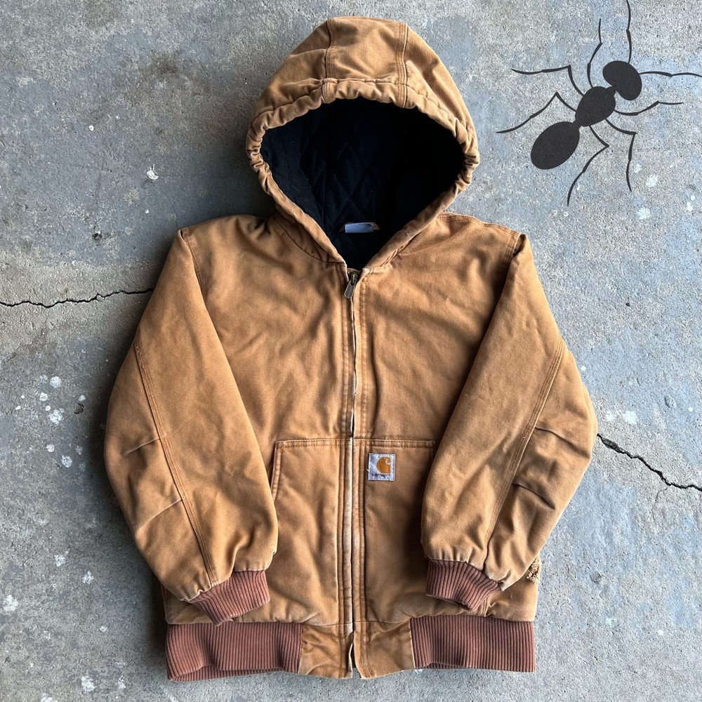 Vintage Y2K Youth Brown Carhartt Hooded Work Jacket
