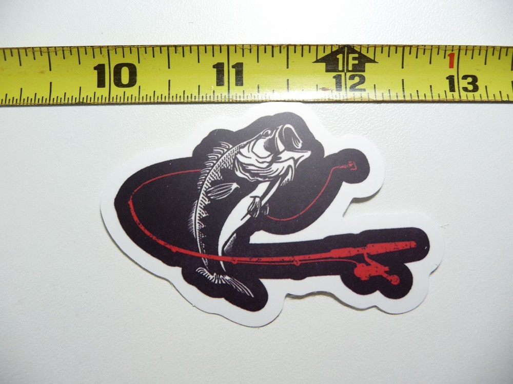FISHING FISH ON HOOK LINE REEL DECAL STICKER SPORT LAKE RIVER OCEAN
