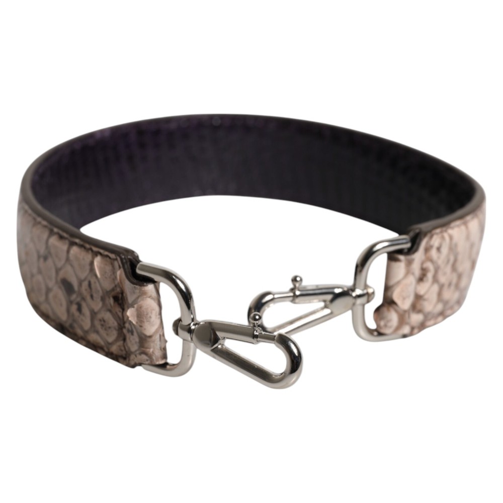 DOLCE & GABBANA Shoulder Strap Black Cream Exotic Leather Bag Accessories 530usd