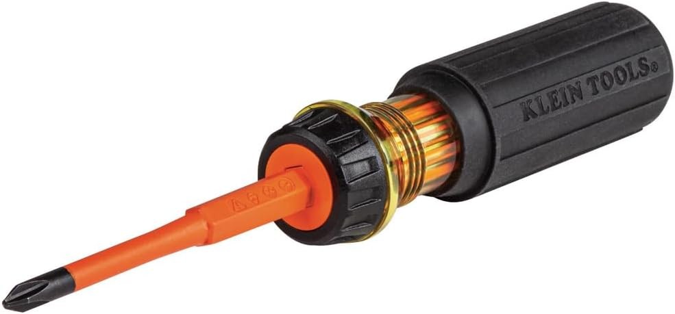 Klein Tools 32293 Insulated 2-in-1 Screwdriver 1/4-Inch Black Orange