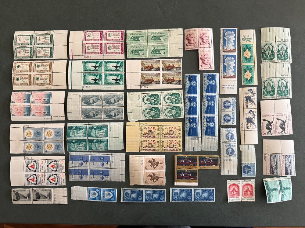 Vintage US stamps plate block collections with bonus randoms  