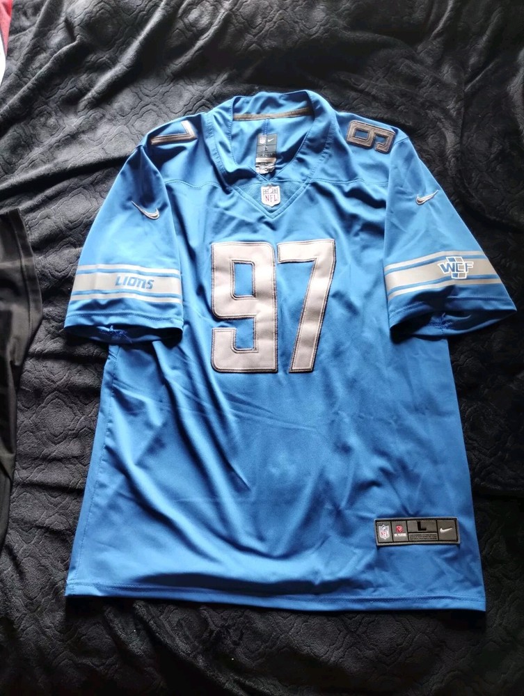Aidan Hutchinson #97 Detroit Lions Game Sewn Adult Men's L Jersey Blue