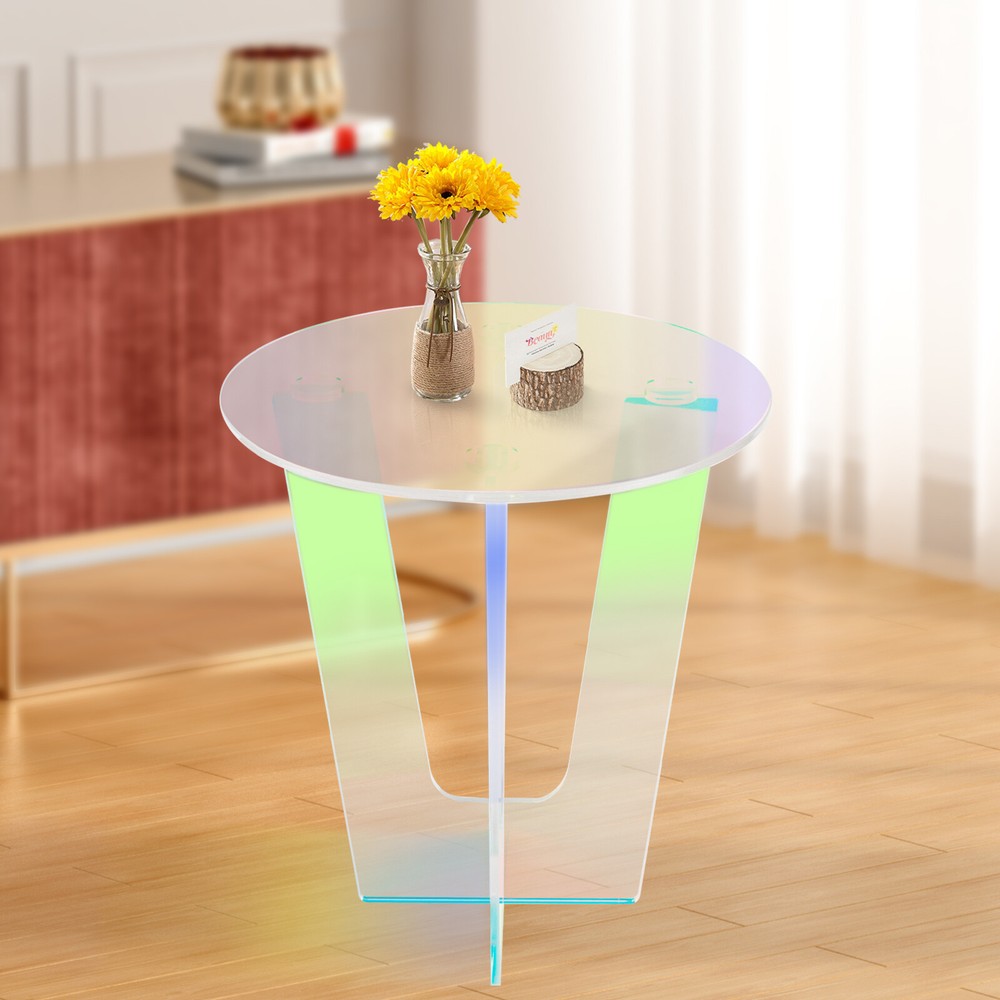 Modern Iridescent Coffee Table Acrylic Side Table Rainbow End Table Living Room