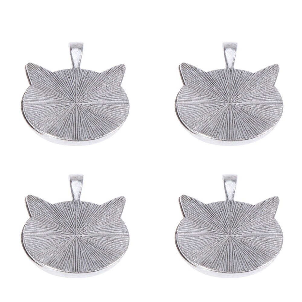 10 Pcs Round Serving Tray Cat Ears Bezel Pendant Cameo Pendants
