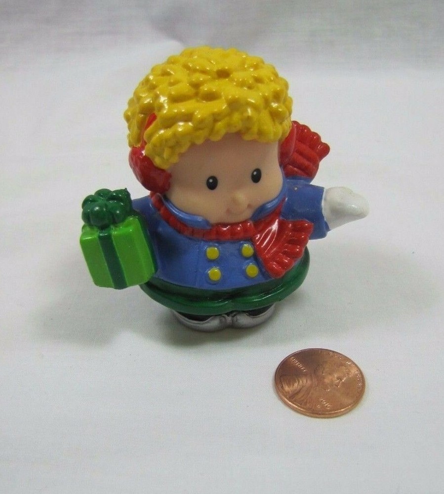 Fisher Price Little People CHRISTMAS EDDIE Skater Boy w/ PRESENT Gift SKATES