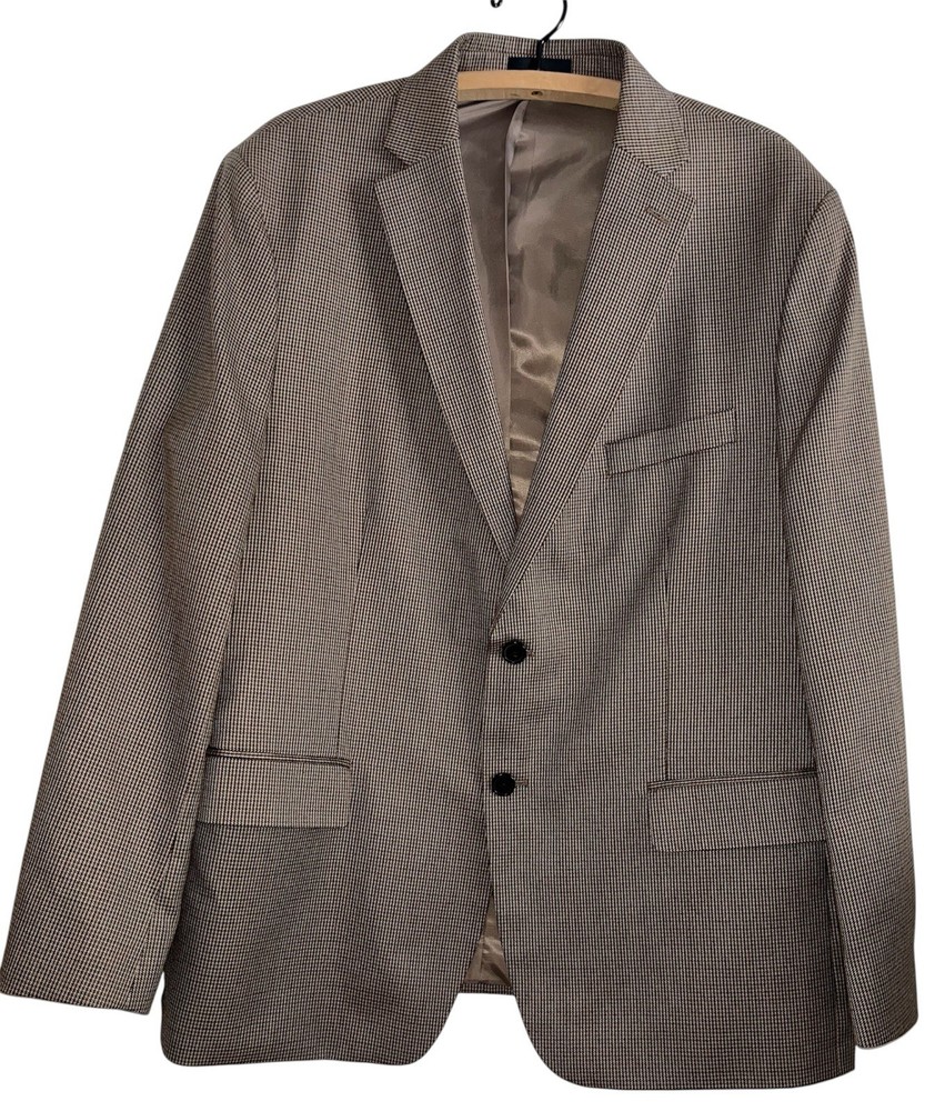 Chaps Men's Blazer 48R  Sports Coat Glen Plaid ~ Tan Brown