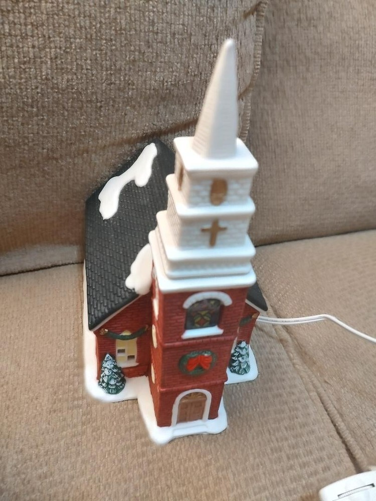Hand-Painted Porcelain Christmas Village Church Decor