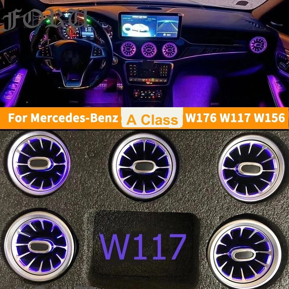 12 Colors Air Vent LED Ambient Light Atmosphere Lamp For Mercedes-Benz A200 W117