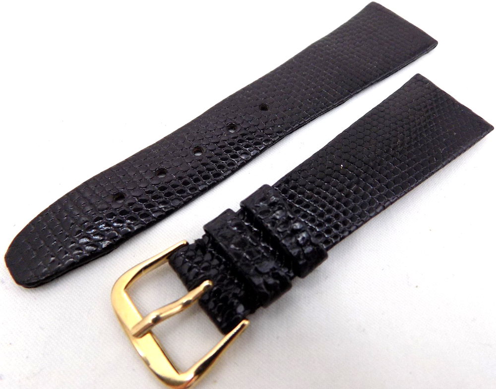 Baume & Mercier 20mm Black Genuine Lizard Watch Band Vintage NOS 6 7/8