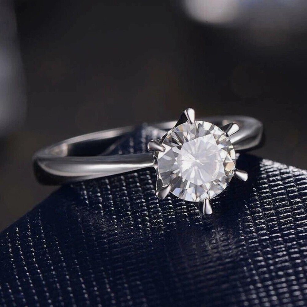 2.20 Ct. White Diamond Engagement Certified Ring 925 Silver Anniversary Gift