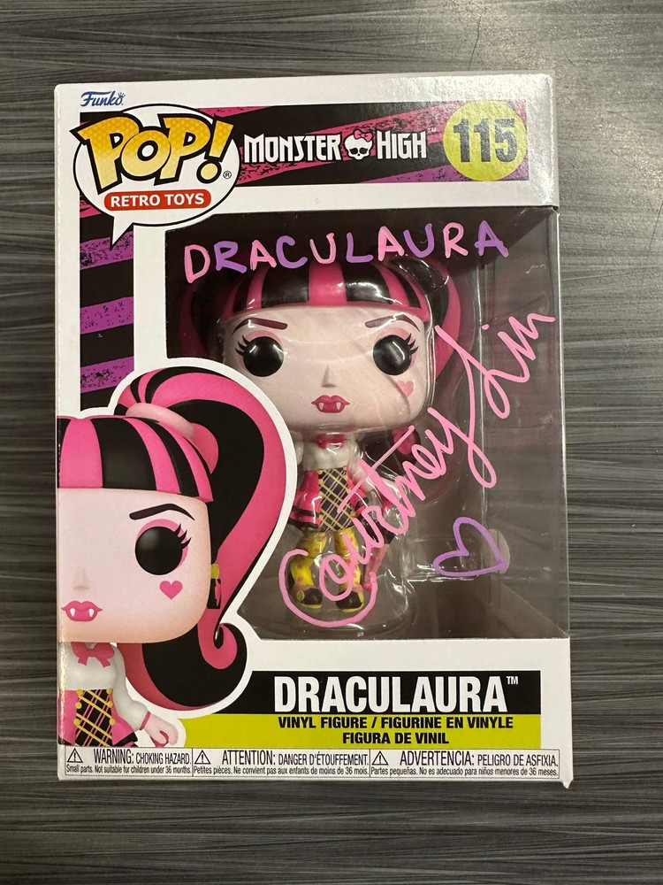 Signed JSA-Certified Funko POP Retro Draculaura Monster High Figure #115 Courtney Lin