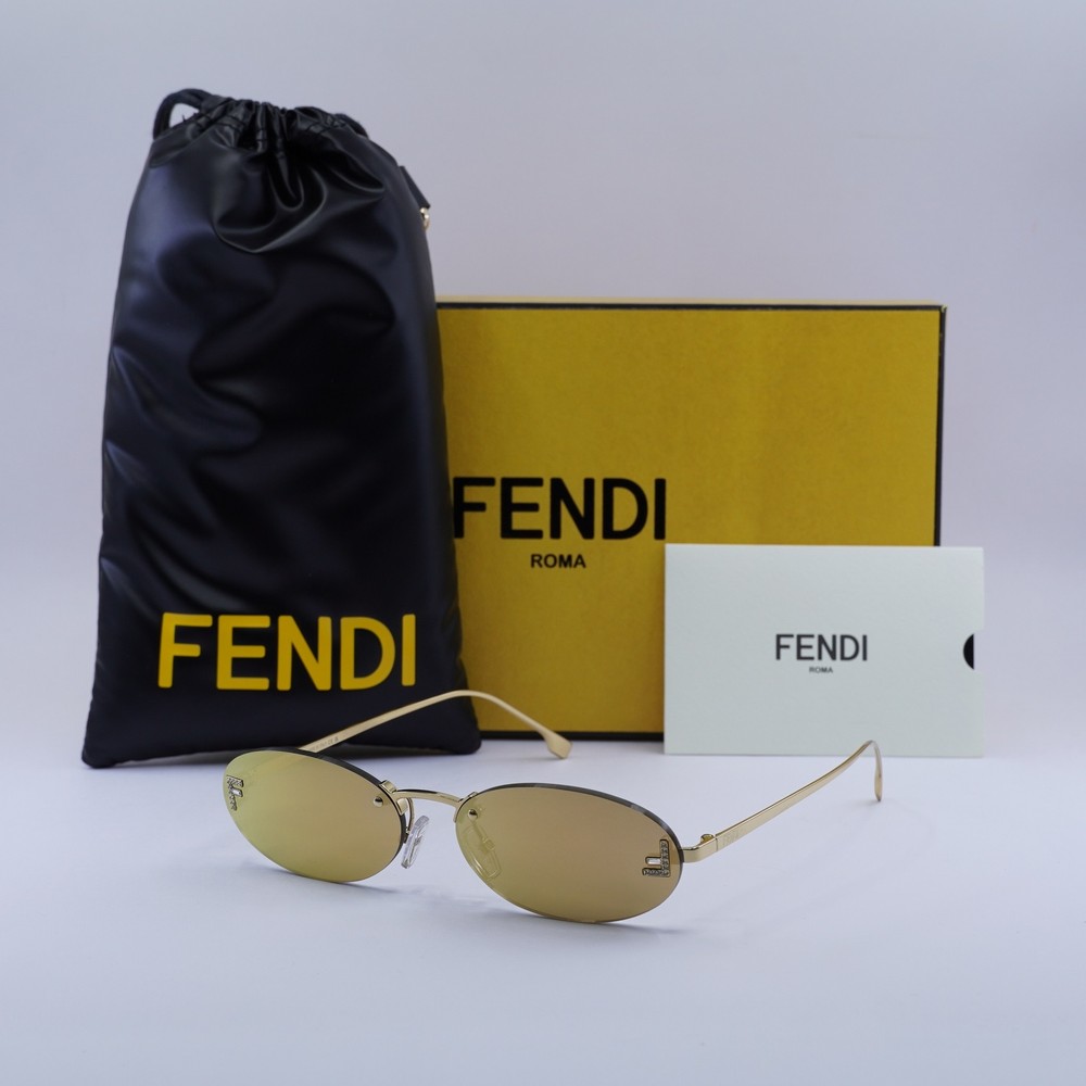 Fendi FE4075US 30L Gold Yellow Mirror Sunglasses 54-15-135 Authentic