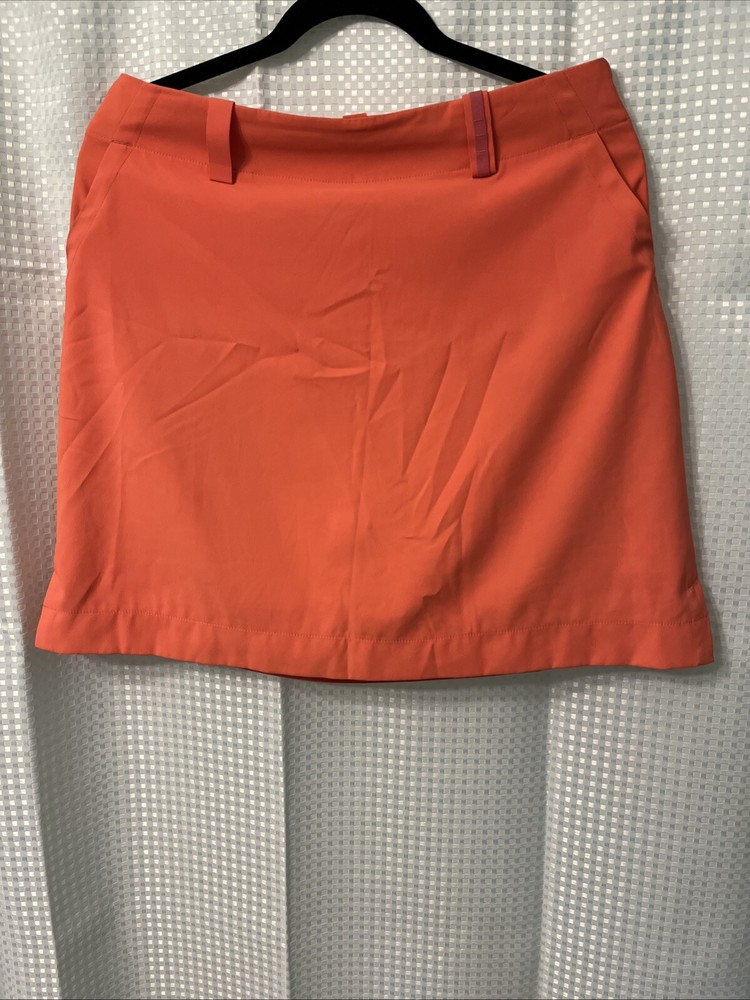 Nike Dri-Fit Skort Womens 8 Orange Polyester Golf Skirt Belted Pockets (FT1 Box1