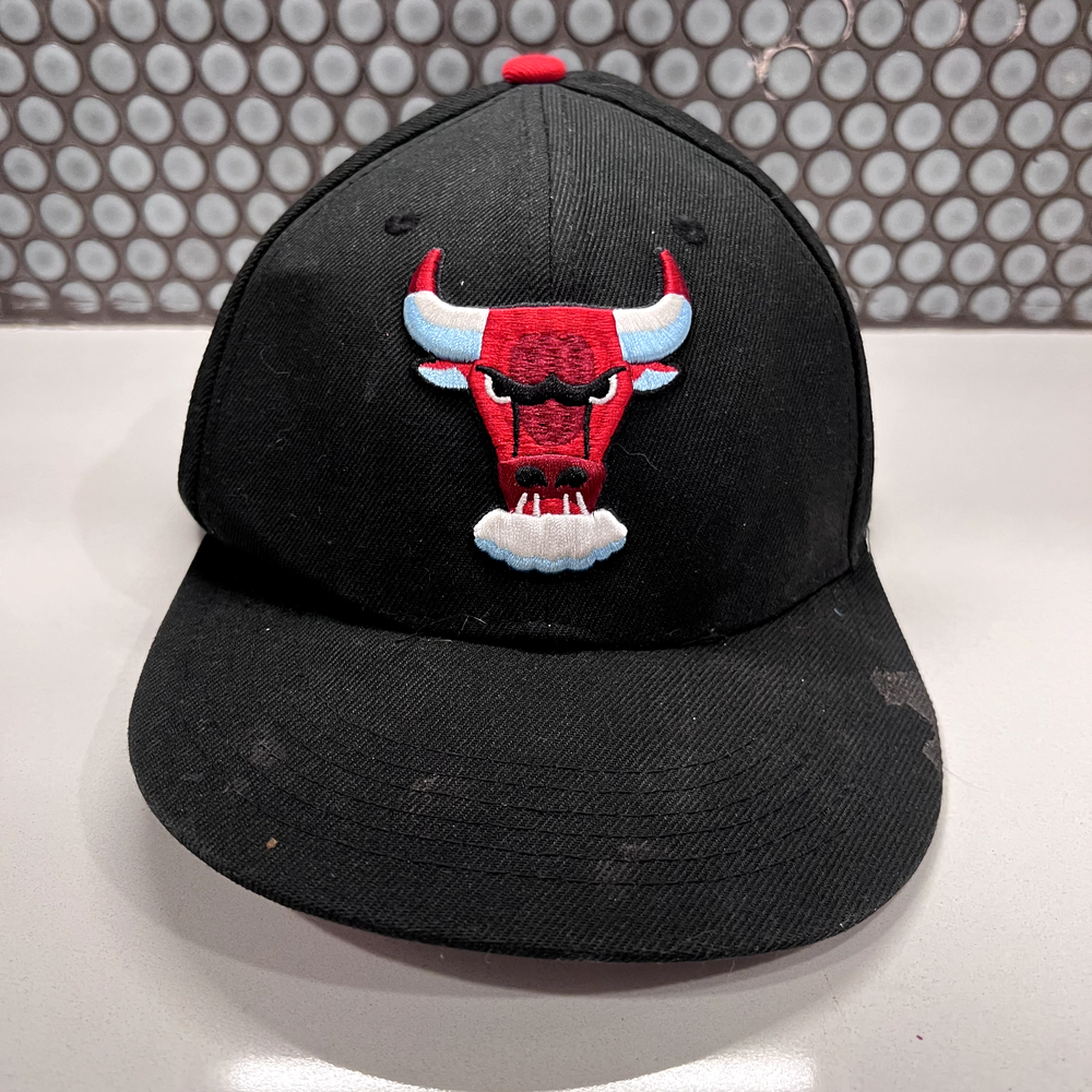 Vintage Chicago Bulls Hat Cap Snap Back Black RedLogo NBA 90s Adult