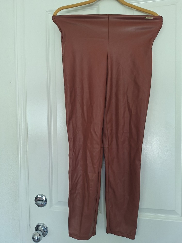 Fabletics Leggings Vegan Faux Leather High Rise Brown Womens Small