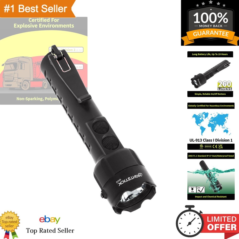 Intrinsically Safe 240 Lumen Dual-Light Flashlight - Impact Resistant & Durable