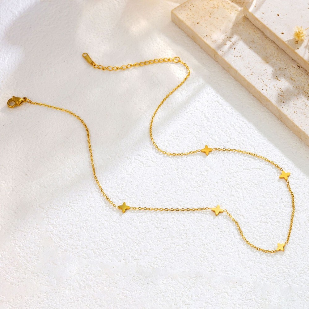 14K Gold Star Chain Choker Necklace for Women - Elegant Stainless Steel Gift AG