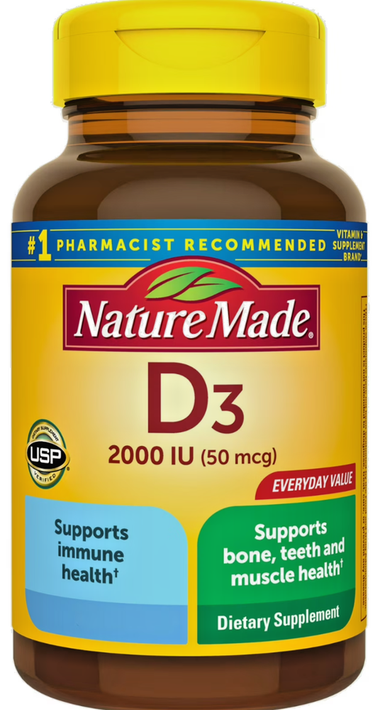 Nature Made Vitamin D3 2000 IU 260 Softgels Bone Immune Support