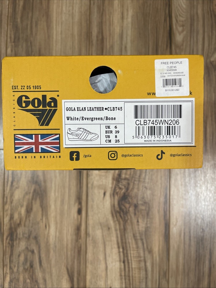 Gola Classics Elan Leather Low Pro Retro Womens Sneakers White Green US 5-10