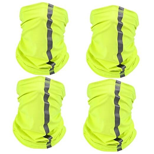 4-Pack Neon Yellow Reflective Neck Gaiter for Safety Wind Dust UV Sun Protection