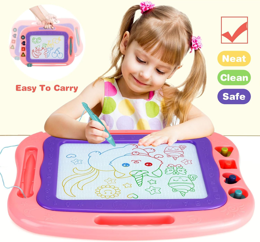 Magnetic Drawing Board for Toddlers Age 3 - Fun Educational Toy Gift for Boys & Girls