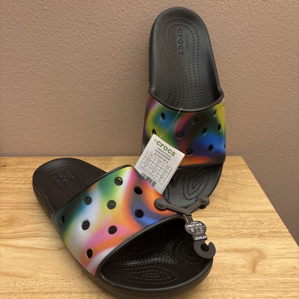 Crocs Solarized Slide Sandals Mens Size 11 Rainbow New