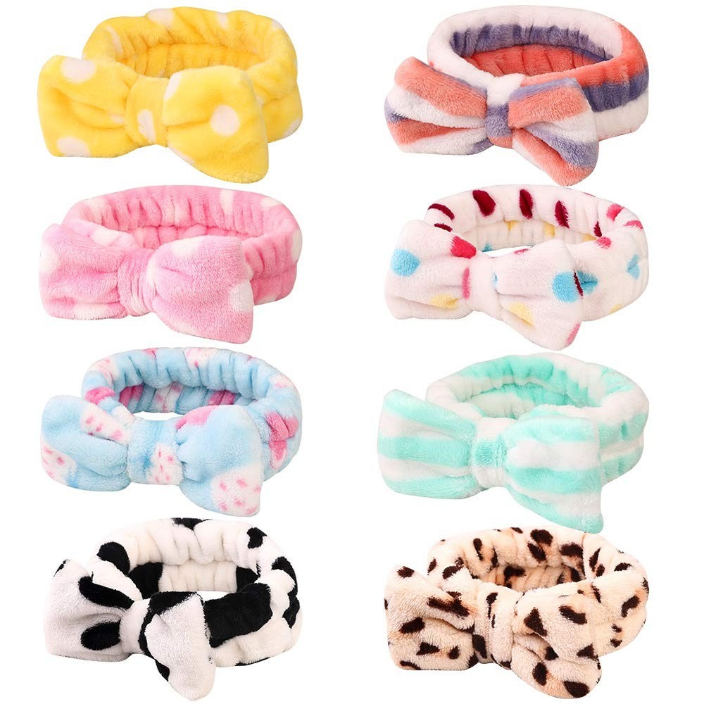 Heavy Duty 8 Pack Spa Headband Coral Fleece Makeup Cosmetic for Washing