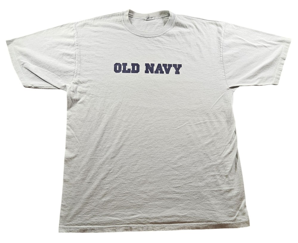 Old Navy Shirt Mens Extra Large Gray Spell Out Logo Casual Short Sleeve Tee 90s