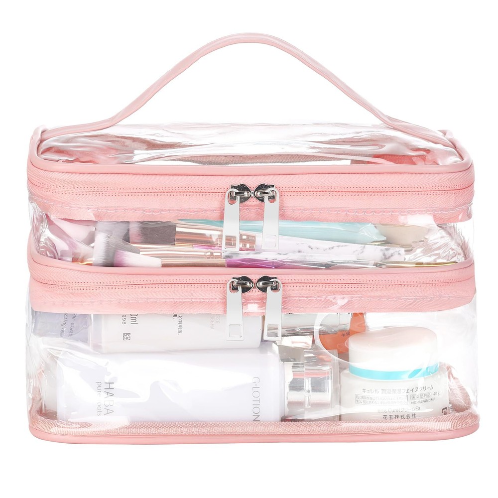 Double Layer Clear Waterproof Makeup Toiletry Travel Cosmetic Bag