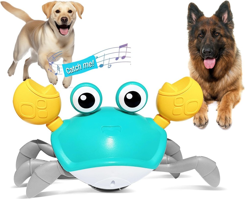 HONGID Crawling Crab Dog Toy - Interactive Escaping Large Green Pet Toy