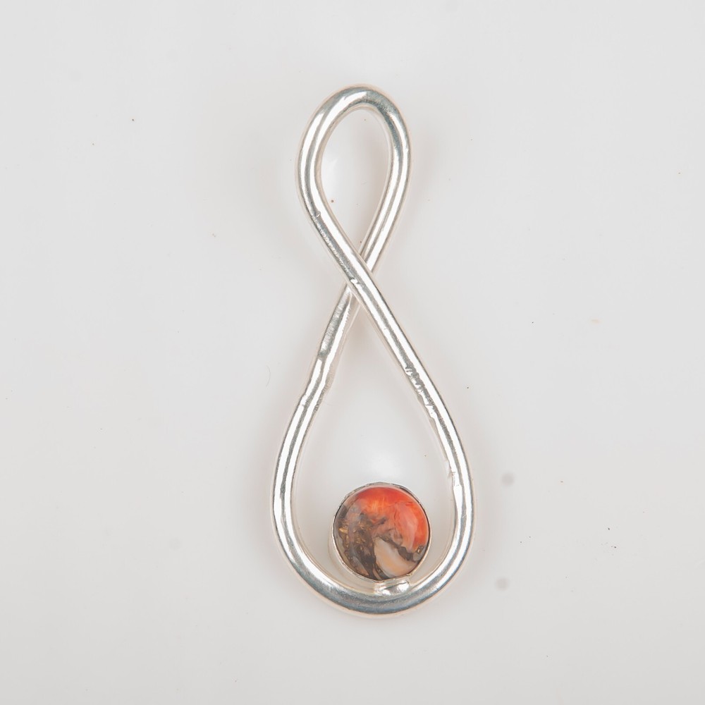 Gift For Her 925 Silver Natural Orange Copper Turquoise Pendant Dailywear