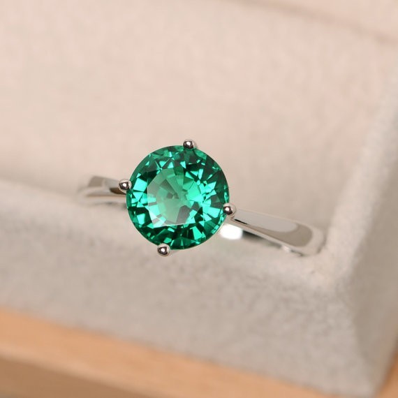 2.00 Ct Natural Emerald Diamond Engagement Proposal Ring 14K Solid White Gold
