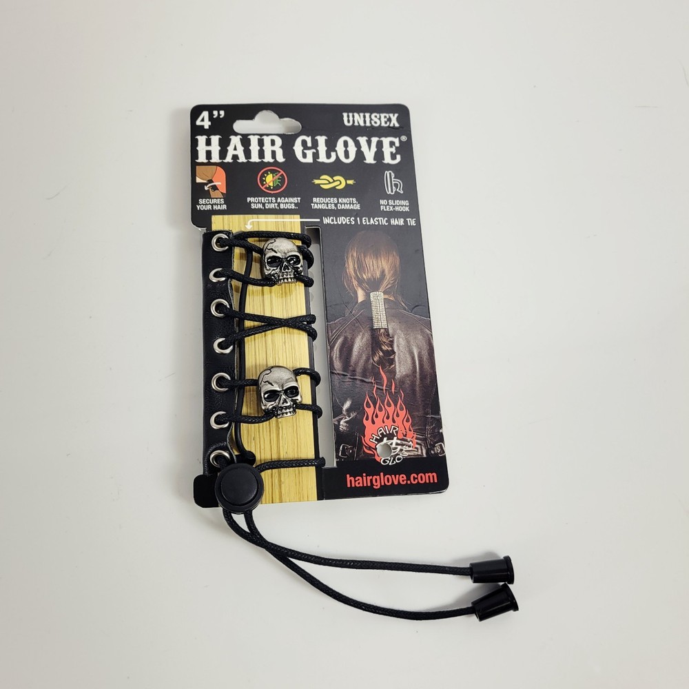 Hair Glove Leather Skull Lace Up Ponytail Hair 4