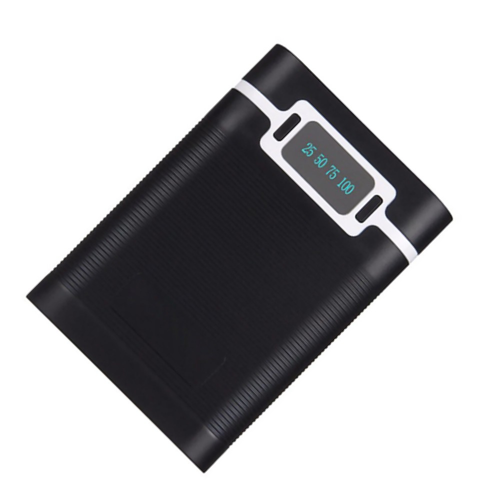 Portable DIY 4x18650 Battery Case for 2000-12000mAh Power Bank in Black/White