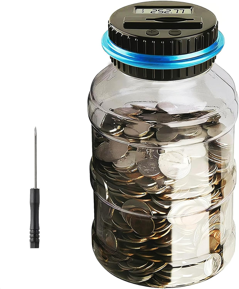 Coin Piggy Bank Saving Jar,  Digital Coin Counter with LCD Display Large Capacit